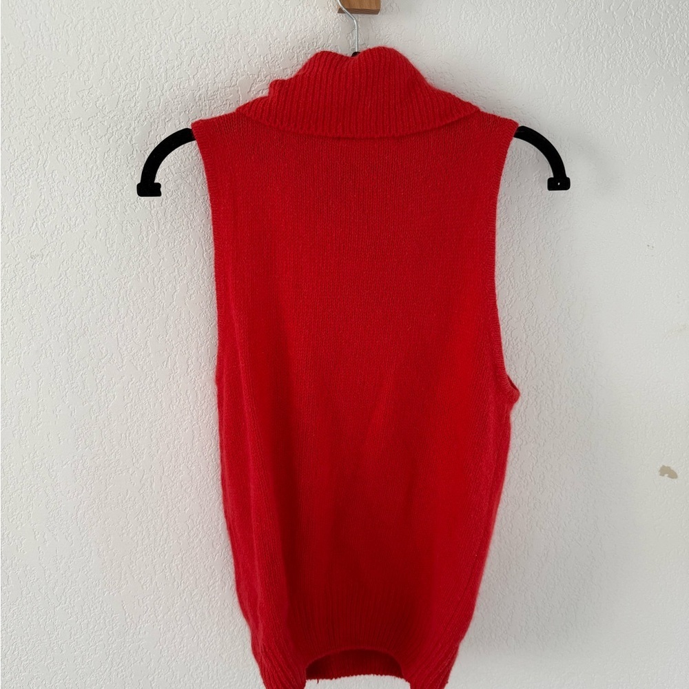 Vintage Gloria Vanderbilt silk and wool Vibrant Red Sleeveless Cowl Neck Sweater - Picture 2 of 3